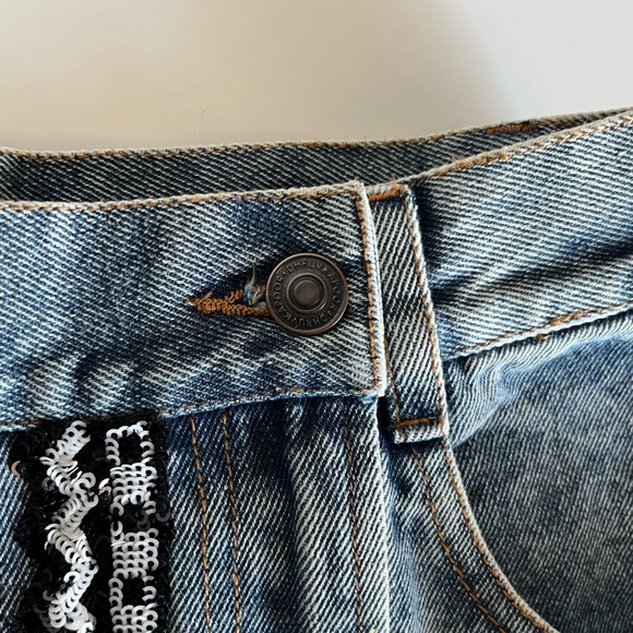 Anthropologie Dhruv Kapoor Sequin Denim Maxi Skirt - Picture 8 of 15